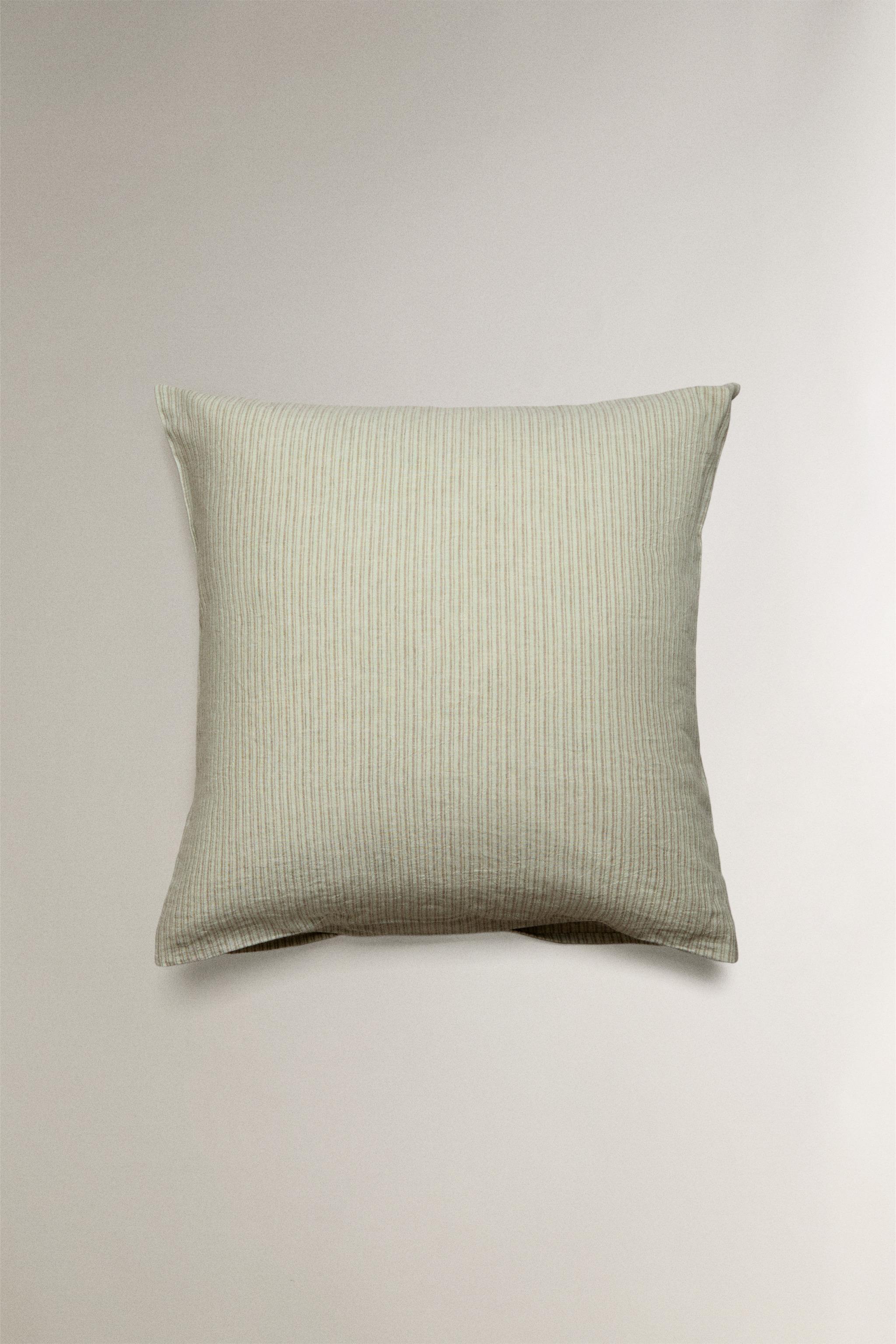STRIPED LINEN AND COTTON PILLOWCASE